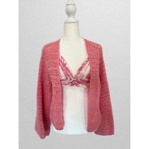 Recycled Threads Handmade Crochet Bralette and Cardi Set (NWT)